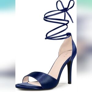 Perphy Lace Up Satin Heel Stiletto Heel Sandals for Women 8.5